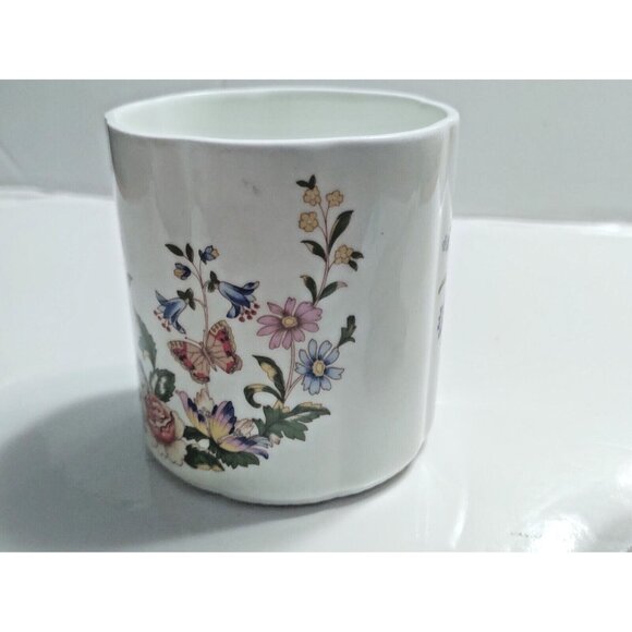 Aynsley Vintage Bone China Cottage Garden - Lidded Jam Pot Butterfly Handle 5" - Picture 8 of 14